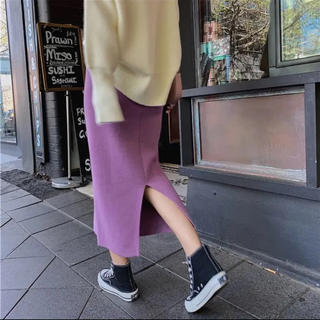 midi skirt purple(ひざ丈スカート)