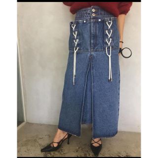 アメリヴィンテージ(Ameri VINTAGE)のAMERI UNEVENNESS POCKET DENIM SKIRT(ロングスカート)