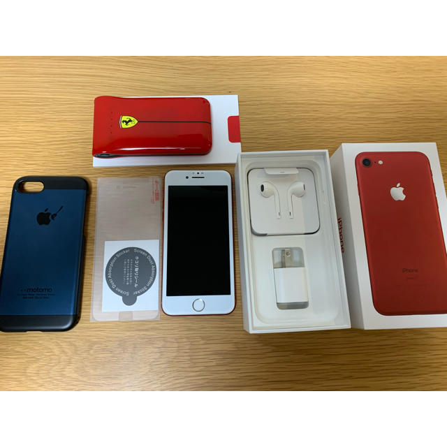 [美品］iPhone7 Red 256GB Simフリー おまけセット