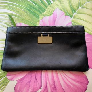 ケイトスペードニューヨーク(kate spade new york)のKate Spade ポーチ 黒 緑 ライトゴールド 本革(ポーチ)