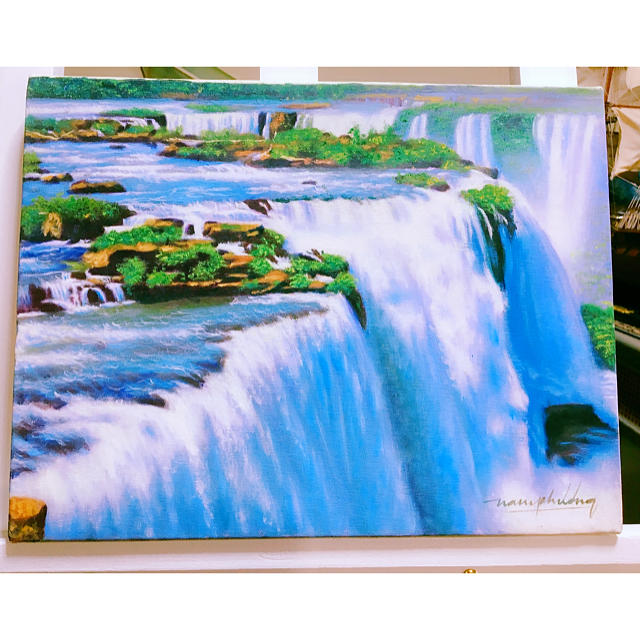 代引き人気 滝　山水　風景画　油絵　絵画　インテリア 絵画+タペストリー