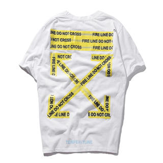 オフホワイト(OFF-WHITE)のOFF-WHITE オフホワイト Tシャツ サイズXL 白黄色 警告デザイン(Tシャツ/カットソー(半袖/袖なし))