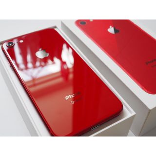 アイフォーン(iPhone)の美品 iPhone8 PRODUCT RED 64GB SIMロック解除済み(スマートフォン本体)