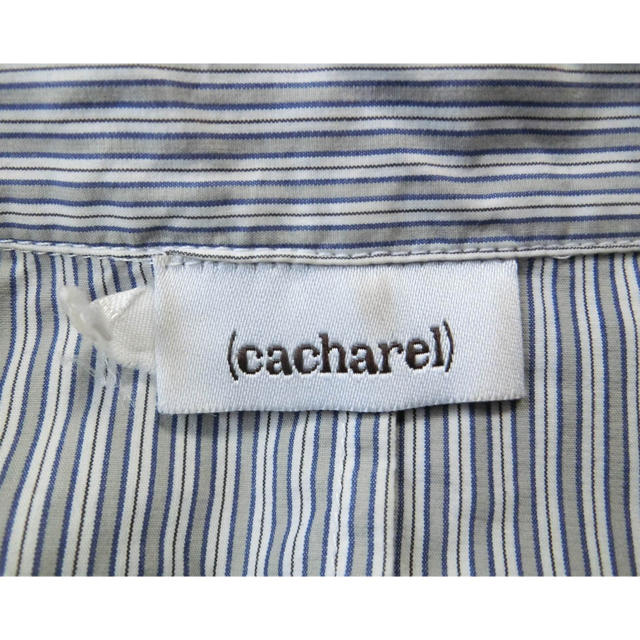 cacharel(キャシャレル)の(cacharel) キャシャレル　白にグレーと紺のストライプの半袖ワンピース レディースのワンピース(ひざ丈ワンピース)の商品写真