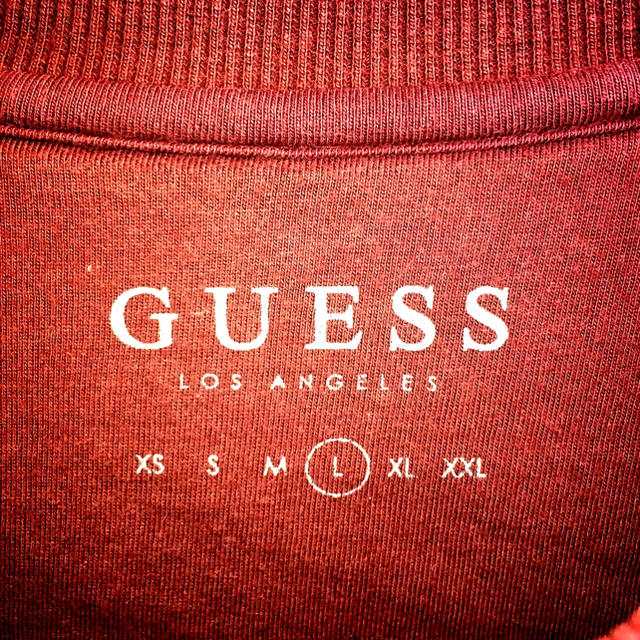 GUESS(ゲス)の【激レア1点物】GUESS レザービッグロゴ スウェット【ブリーチリメイク】 メンズのトップス(スウェット)の商品写真