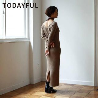 トゥデイフル(TODAYFUL)のTODAYFUL  Ｖネックニットドレス(ロングワンピース/マキシワンピース)