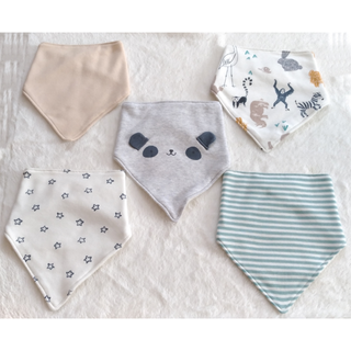 Marks&Spencer 5枚セット よだれかけ スタイ パンダ 動物 三角(ベビースタイ/よだれかけ)