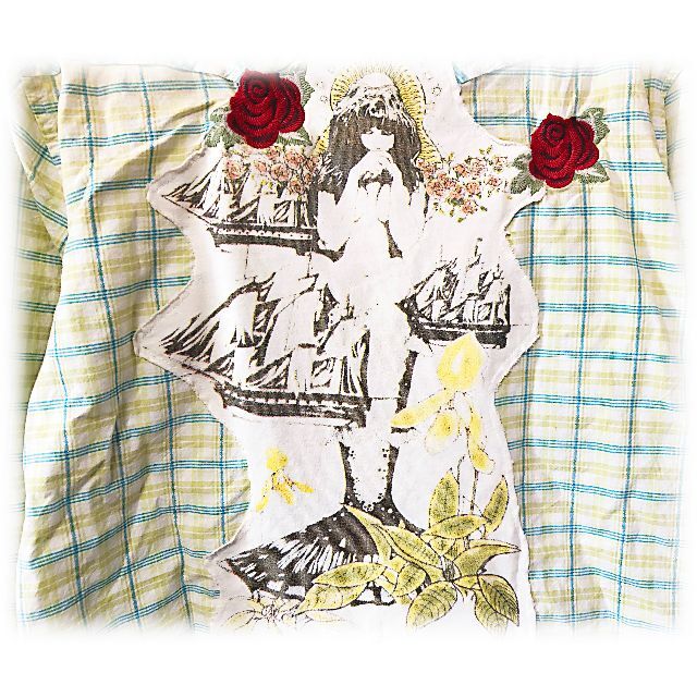 LGB(ルグランブルー)のアパートメント チェックシャツ 女の子デザイン バラ 刺繍 インポート メンズのトップス(シャツ)の商品写真