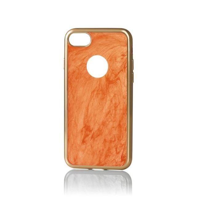 ELECOM(エレコム)のiPhone7 大理石調デザイン オレンジ　ソフトケース スマホ/家電/カメラのスマホアクセサリー(iPhoneケース)の商品写真