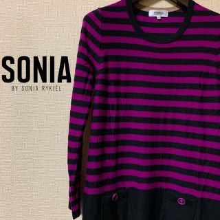 ソニアリキエル(SONIA RYKIEL)の【美品】SONIA BY SONIA RYKIEL ボーダーニットワンピース(ひざ丈ワンピース)