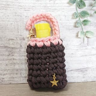 手ピカジェルホルダー☆あずき色×ピンク☆ホルダーのみです。(外出用品)