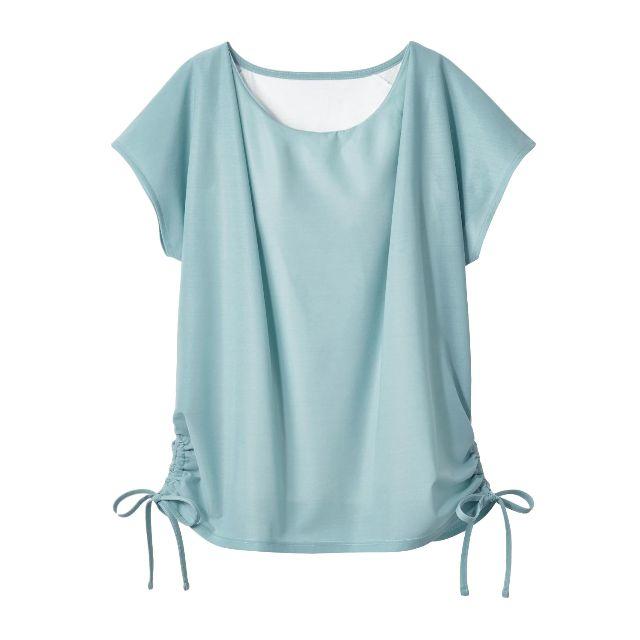 ベルメゾン(ベルメゾン)のカップ付きブラウス風 Tシャツ ミント S トップス 重ね着 インナー シャツ レディースのトップス(シャツ/ブラウス(半袖/袖なし))の商品写真