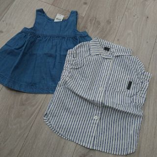 ベビーギャップ(babyGAP)のbabyGAPデニムチュニック+フタフタシャツセット(Tシャツ/カットソー)