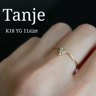 【美品】Tanje K18 イエローゴールド ダイヤモンド V リング(リング(指輪))