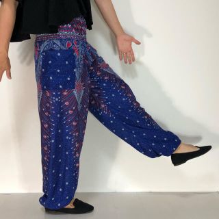 【新品】定番ブルー・アラジンタイパンツ・ヨガやピラティス・ダンスにも(ヨガ)