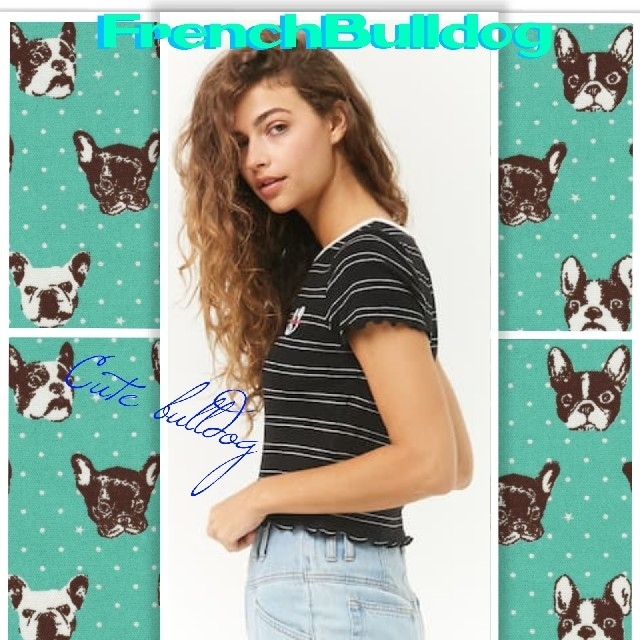 FOREVER 21(フォーエバートゥエンティーワン)の完全新品 フレンチブルドック トップス Forever21◼キュート可愛い刺繍ブ その他のペット用品(犬)の商品写真
