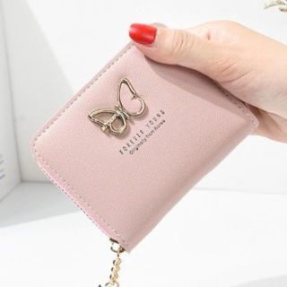 ４５　可愛い★レディース 折り財布 小銭入れ♡ピンク　シンプルデザイン(財布)