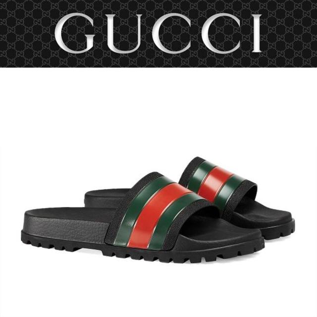 新品、本物、当店在庫だから安心】 3 GUCCI ウェブ スライド サンダル ...