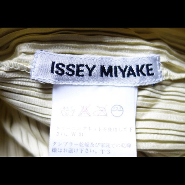 ISSEY MIYAKE(イッセイミヤケ)のイッセイミヤケ プリーツ加工 ハイネック 長袖カットソー M 日本製 ベージュ レディースのトップス(カットソー(長袖/七分))の商品写真