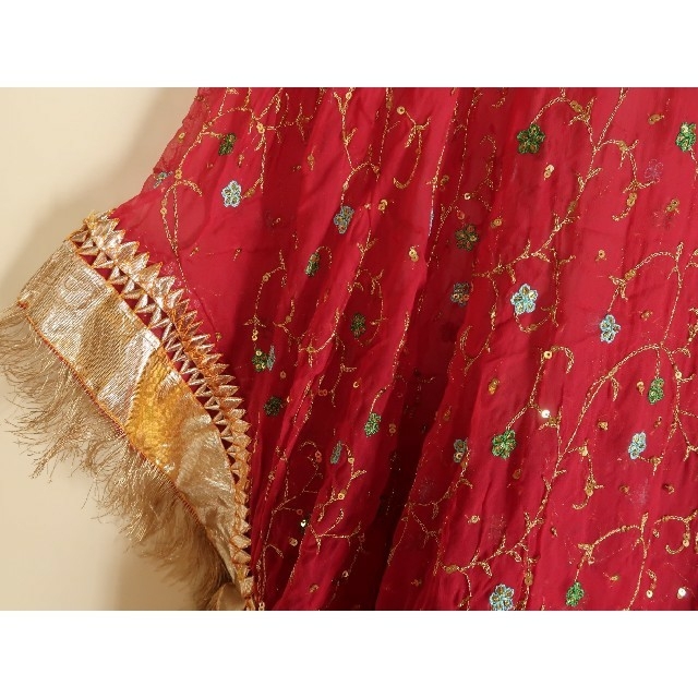 パキスタン ヴィンテージドレス オーダーメイド 赤 民族衣装 婚礼衣装 80s