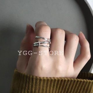 YGG★新品 4連 リング 指輪 リンク シルバー925 11号 多重 人気(リング(指輪))