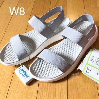 クロックス(crocs)の新品 新素材 クロックス ライトライドサンダル W8 24.0 24.5 グレー(サンダル)