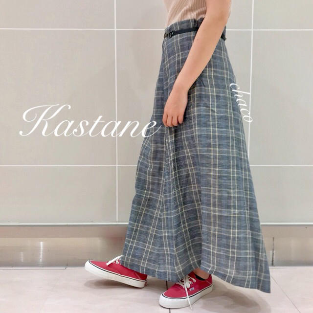 Kastane(カスタネ)の新品¥7020【Kastane】チェックアシメスカート ロングスカート レディースのスカート(ロングスカート)の商品写真
