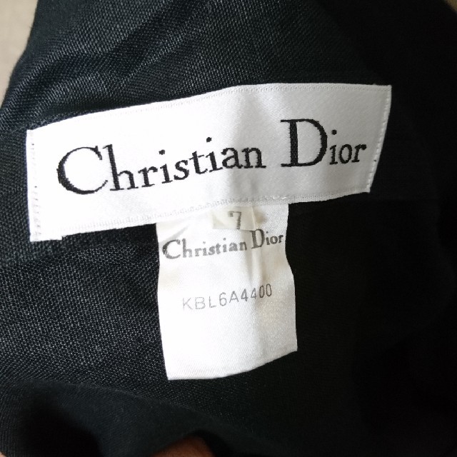 Christian Dior(クリスチャンディオール)のクリスチャン・ディオール 麻100% リネン ジャケット 7 ブラック レディースのジャケット/アウター(テーラードジャケット)の商品写真