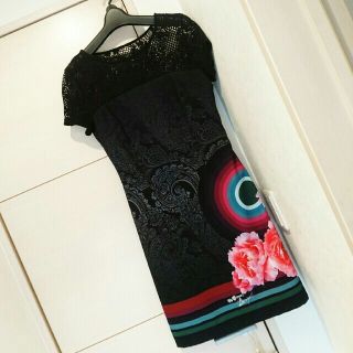 デシグアル(DESIGUAL)のDesigual デコルテ レース切り替えワンピース(ひざ丈ワンピース)