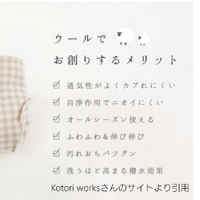 Kotori works 布おむつカバー キッズ/ベビー/マタニティのおむつ/トイレ用品(ベビーおむつカバー)の商品写真