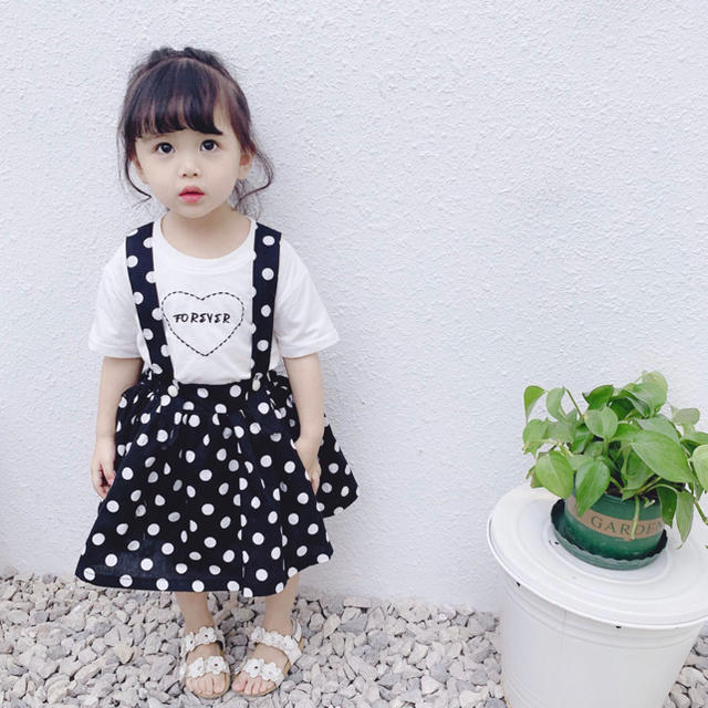 海外子供服 ドット スカート サスペンダー付き 90の通販 by TANTON|ラクマ