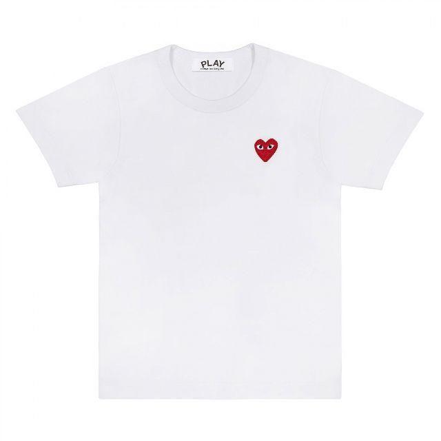 COMME des GARCONS(コムデギャルソン)のPLAYコムデギャルソン メンズ 赤ハートT WHITE/L メンズのトップス(Tシャツ/カットソー(半袖/袖なし))の商品写真