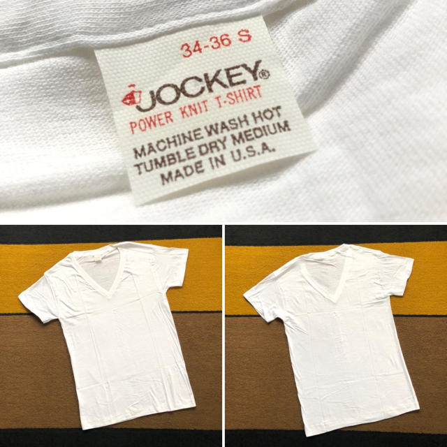 ART VINTAGE(アートヴィンテージ)の80s 90s USA製 JOCKEY Vネック S デッドストック 無地T 昔 メンズのトップス(Tシャツ/カットソー(半袖/袖なし))の商品写真