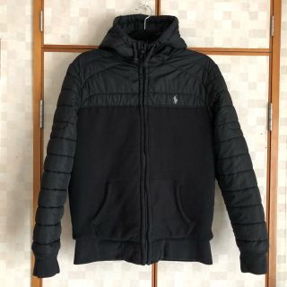 ポロラルフローレン(POLO RALPH LAUREN)の美品 ラルフローレン 裏起毛 中綿 パーカージャケット 黒 M 日本M～L相当 (パーカー)