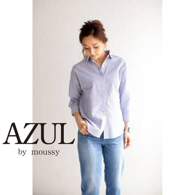 AZUL by moussy(アズールバイマウジー)の【美品】AZUL by moussy コットンガーゼ2WAY7分袖シャツ レディースのトップス(シャツ/ブラウス(長袖/七分))の商品写真