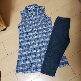 ユニクロ(UNIQLO)の子供 女の子 シャツワンピ UNIQLO 七分丈レギンス 130cm(パンツ/スパッツ)