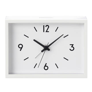 ムジルシリョウヒン(MUJI (無印良品))の 【最安値】駅の時計・アラームクロック・アイボリー(置時計)
