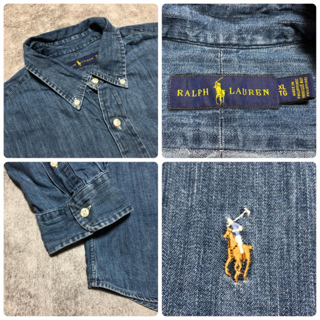 Ralph Lauren - 【激レア】ラルフローレン☆ワンポイント刺繍ロゴカラーポニーダンガリーデニムシャツの通販 by ★フォロー割★古着