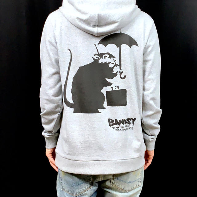 新品 ビッグ プリント バンクシー BANKSY 東京 傘 ネズミ パーカー