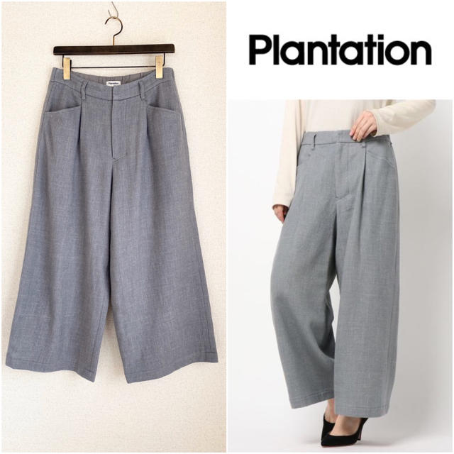 カジュアルパンツ18Spring Plantation S ウールリネンツイル ワイドパンツ M