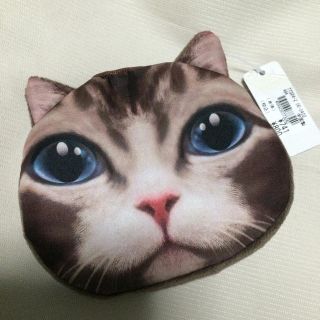 新品★猫顔ポーチ♡ブラウン(ポーチ)