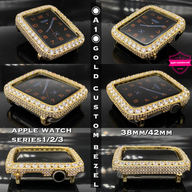 Apple Watch(アップルウォッチ)のゴールドxホワイト■アップルウォッチ38mm42mmカスタムカバーベルトセット レディースのファッション小物(腕時計)の商品写真