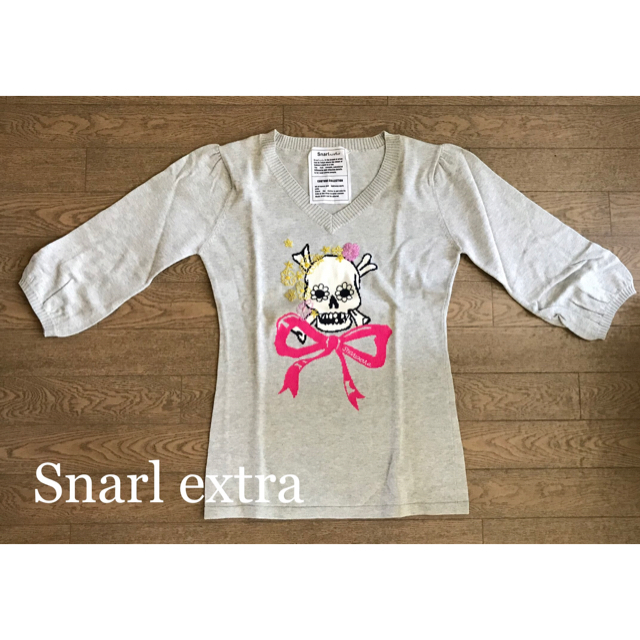 Snarl extra(スナールエクストラ)の【Snarl extra】スカルデザイン七分袖綿ニット レディースのトップス(カットソー(長袖/七分))の商品写真