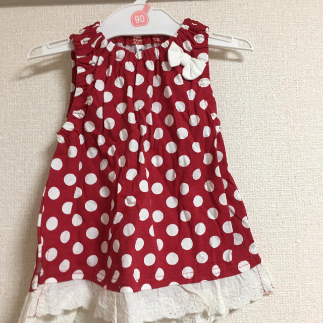 【新品未使用】ドットワンピース☆チュニック キッズ/ベビー/マタニティのキッズ服女の子用(90cm~)(ワンピース)の商品写真