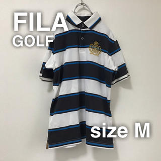 フィラ(FILA)のFILA フィラ　ゴルフポロシャツ　M 刺繍ロゴ　ボーダー(ポロシャツ)