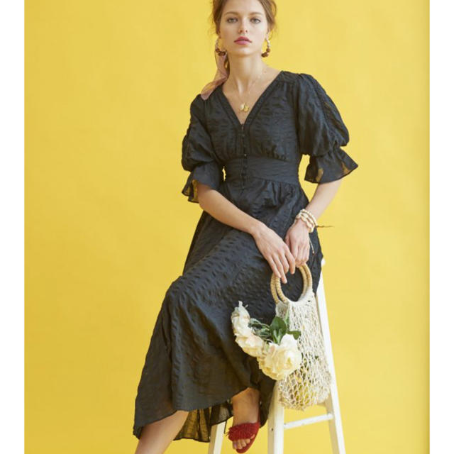ミラクルウェーブロングドレス　ブラック レディースのワンピース(ロングワンピース/マキシワンピース)の商品写真