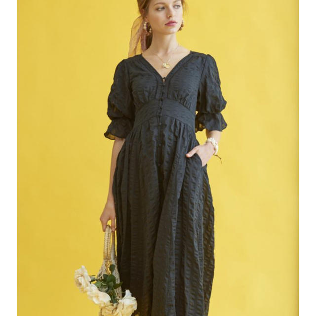 ミラクルウェーブロングドレス　ブラック レディースのワンピース(ロングワンピース/マキシワンピース)の商品写真