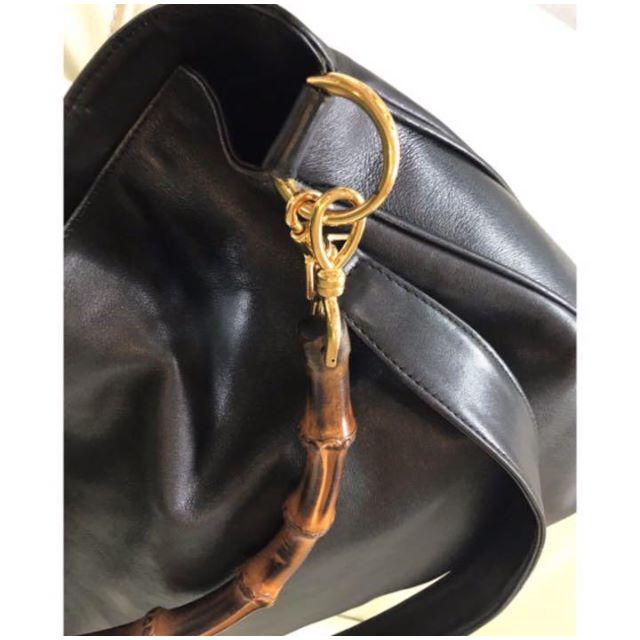 グッチ GUCCI バンブー ハンドバッグ レザー 黒 2WAY A-97 グッチ GUCCI バンブー ハンドバッグ レザー 黒 2WAY A-97