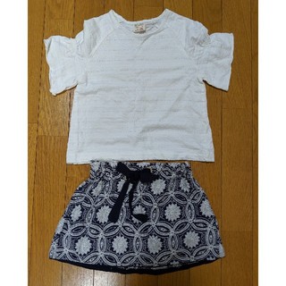 ザラキッズ(ZARA KIDS)のフリル付きパンチングTシャツ& スカート　104cm(Tシャツ/カットソー)