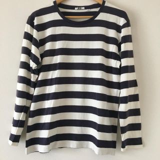 ユニクロ(UNIQLO)のボーダーカットソー 長袖　ユニクロ　メンズ　Mサイズ(Tシャツ/カットソー(七分/長袖))